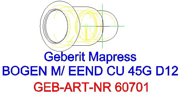 GE Mapress Kupfer Bogen 45Gr mit Einschubende d12_60701_G