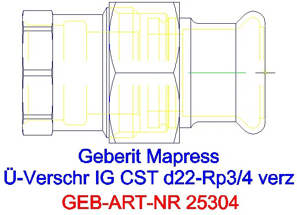 GE Mapress C-Stahl Übergangs- verschraubung mit IG d22-Rp3/4 verzinkt_25304_G