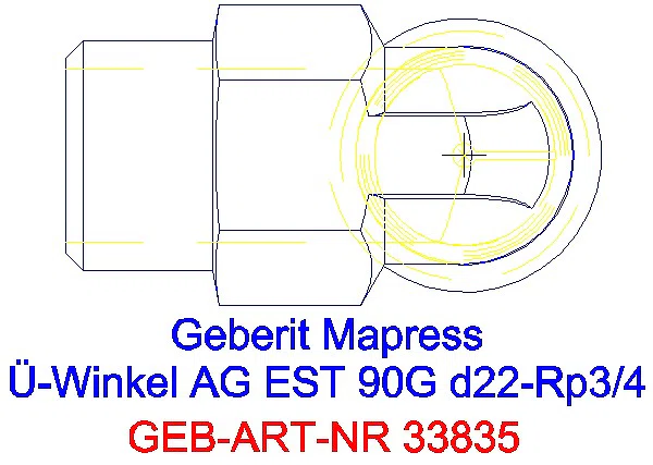 GE Mapress Edelstahl Übergangswinkel 90Gr mit AG d22-R3/4_33835_G