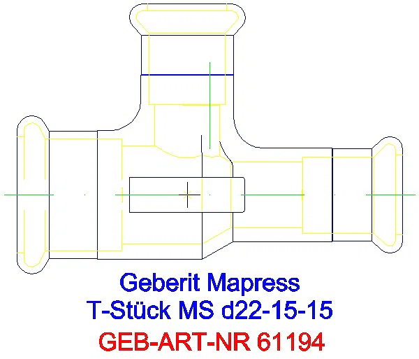 GE Mapress C-Stahl T-Stück reduziert Ms d22-15-15_61194_A