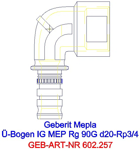 GE Mepla Übergangsbogen 90Gr mit IG Rg d20-Rp3/4_602.257.00.5_L