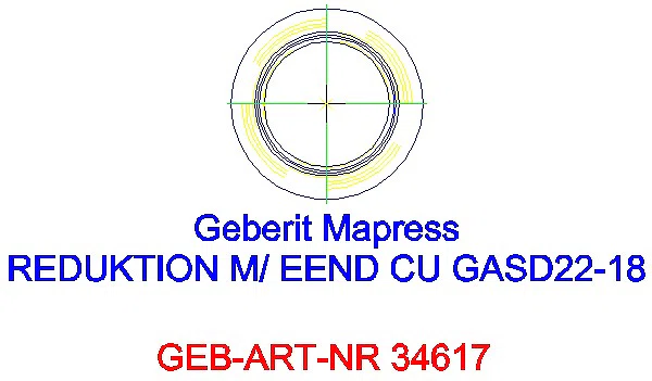 GE Mapress Kupfer Reduktion mit Einschubende (Gas blau) d22-18_34617_A