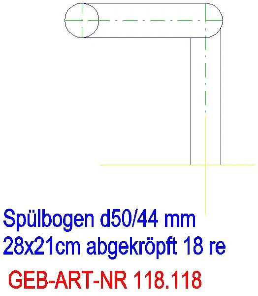 GE Spülbogen 90Gr 28x21 cm rechts gekröpft 18 cm weiß-alpin d50/44_118.118.11.1_G