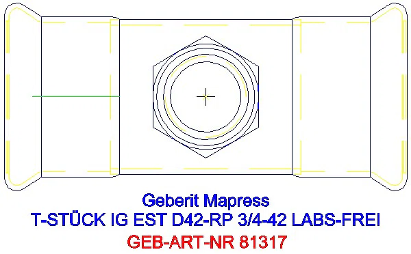 GE Mapress Edelstahl T-Stück mit IG (LABS-frei) d42-Rp3/4-42_81317_G