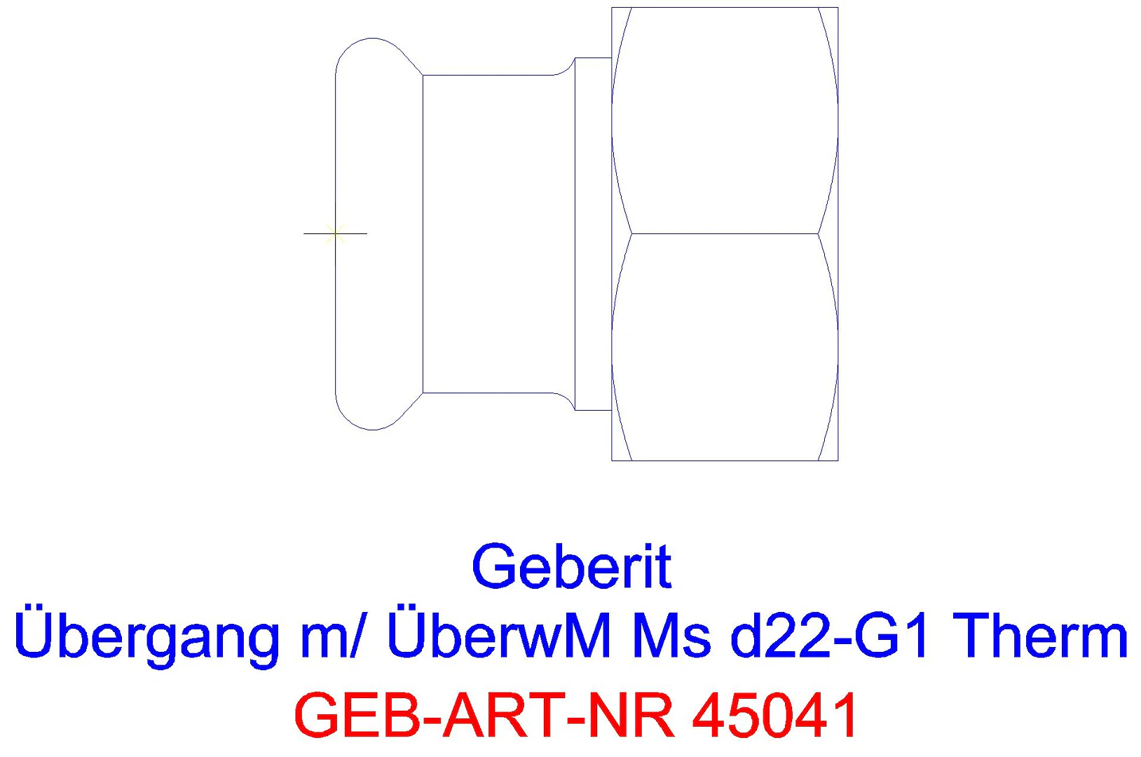 GE Mapress Therm Übergang mit Überwurfmutter d88,9-G3 1/2_45041_a