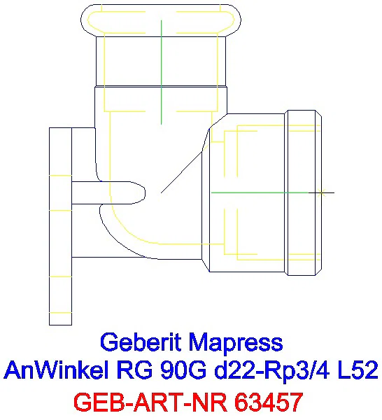 GE Mapress Kupfer Anschlusswinkel 90Gr Rg d22-Rp3/4 L:5,2cm_63457_L