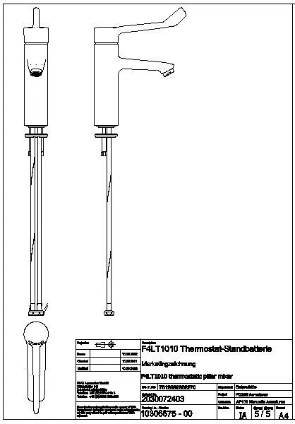 Thermostat-Standbatterie, F4, EHM, 135 mm, Armhebel, F4LT1010