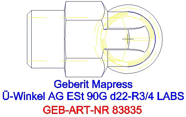 GE Mapress Edelstahl Übergangswinkel 90Gr mit AG (LABS-frei) 90G d22-R3/4_83835_G