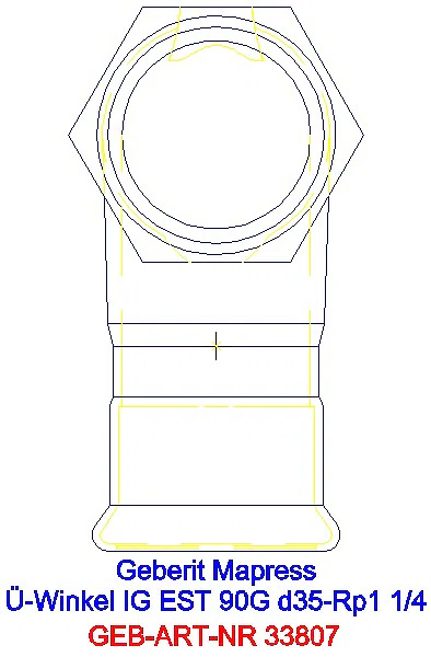 GE Mapress Edelstahl Übergangswinkel 90Gr mit IG d35-Rp1 1/4_33807_L