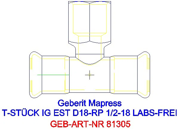 GE Mapress Edelstahl T-Stück mit IG (LABS-frei) d18-Rp1/2-18_81305_A
