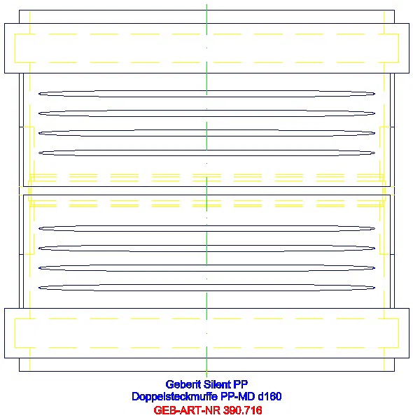 GE Silent-PP Doppelsteckmuffe d160_390.716.14.1_L