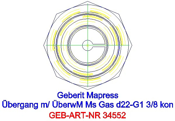GE Mapress Kupfer Übergang mit ÜM (Gas) konisch dichtend Ms d22-G1 3/8_34552_L