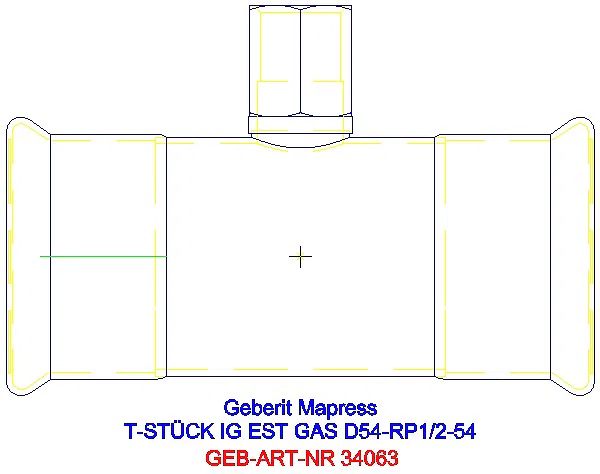 GE Mapress Edelstahl T-Stück mit IG (Gas) d54-Rp1/2-54_34063_A