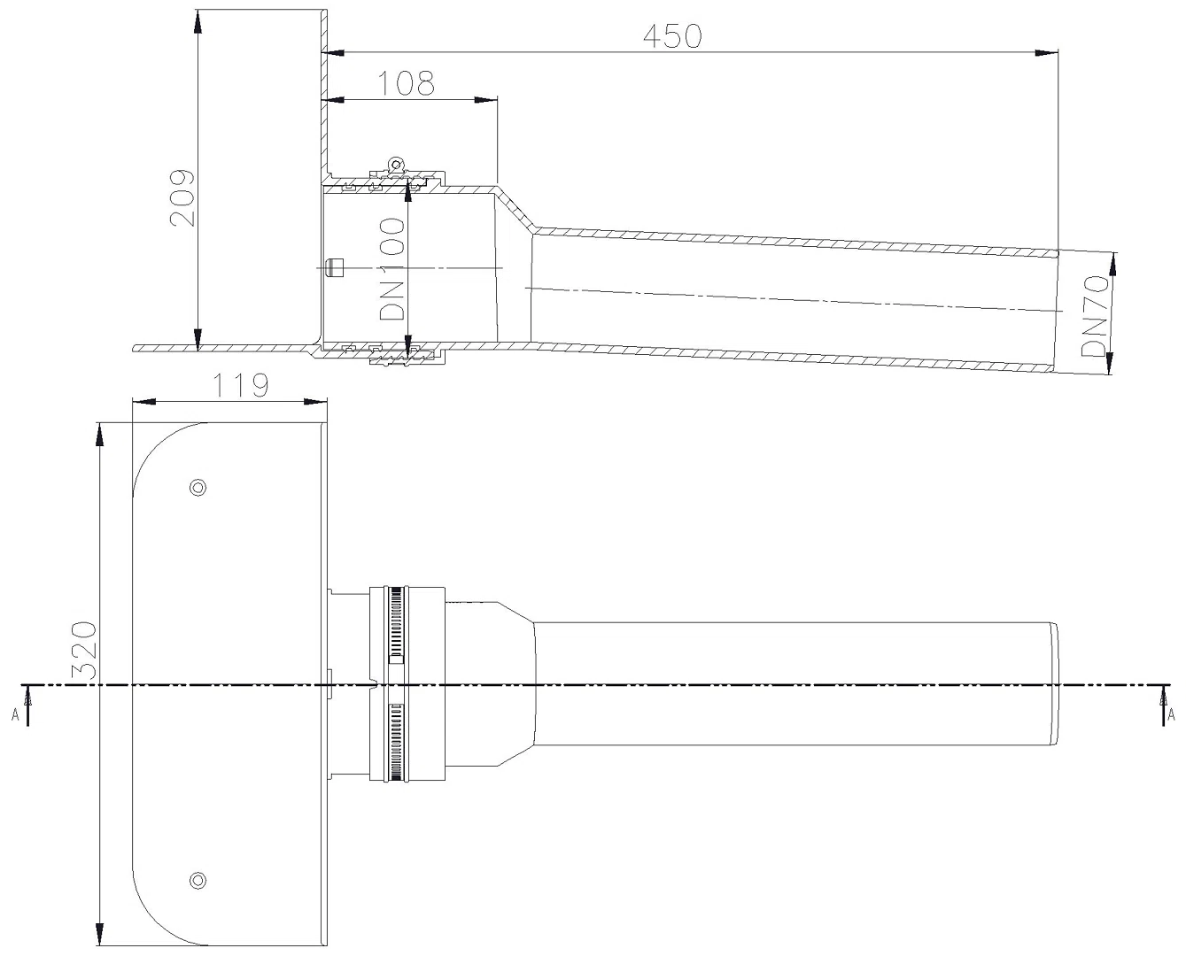 DALLMER Attikaablauf PVC, DN 50