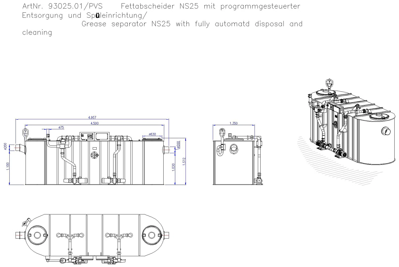 KESSEL-Fettabscheider EasyClean free NS 25, Auto Mix & Pump