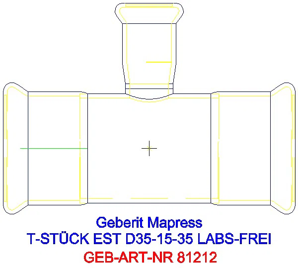 GE Mapress Edelstahl T-Stück reduziert (LABS-frei) d35-15-35_81212_A