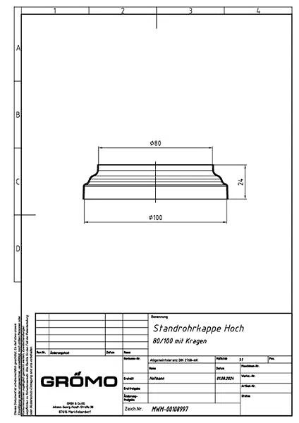 Kupfer Standrohrkappe ø80/100, #Art.Nr. 60829