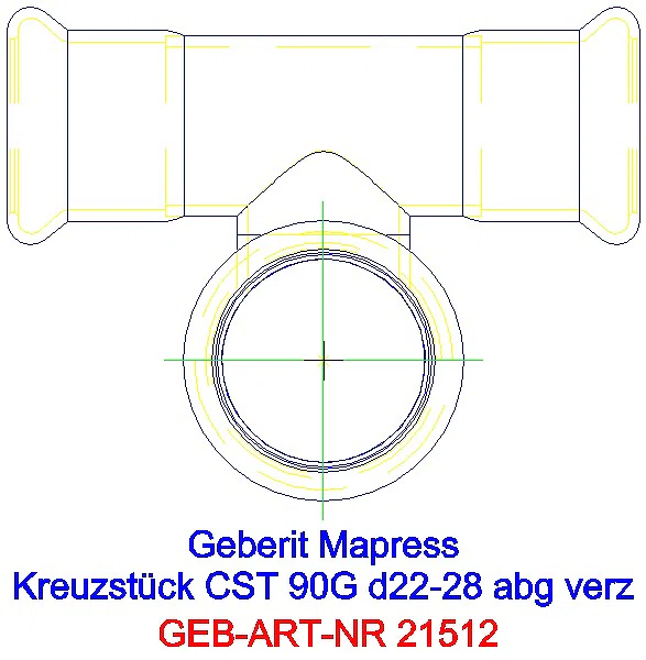 GE Mapress C-Stahl Kreuzstück 90Gr abgesetzt d22-28 verzinkt_21512_L