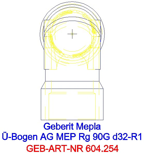 GE Mepla Übergangsbogen 90Gr mit AG Rg d32-R1_604.254.00.5_G