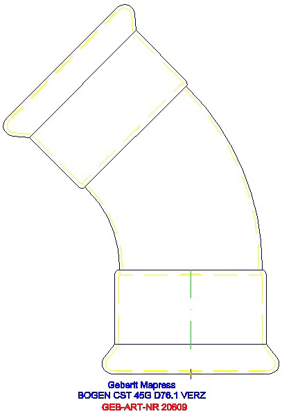 GE Mapress C-Stahl Bogen 45Gr d76,1 verzinkt_20609_A