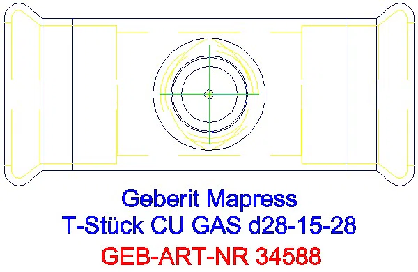 GE Mapress Kupfer T-Stück reduziert (Gas) d28-15-28_34588_G