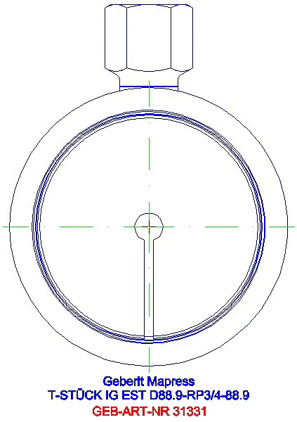 GE Mapress Edelstahl T-Stück mit IG d88,9-Rp3/4-88,9_31331_L