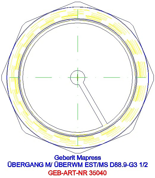 GE Mapress Edelstahl Übergang mit Überwurfmutter d88.9-G3 1/2_35040_L