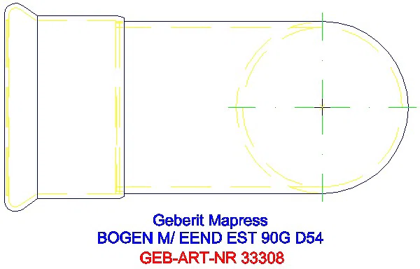 GE Mapress Edelstahl Bogen 90Gr d54 mit Einschubende_33308_G