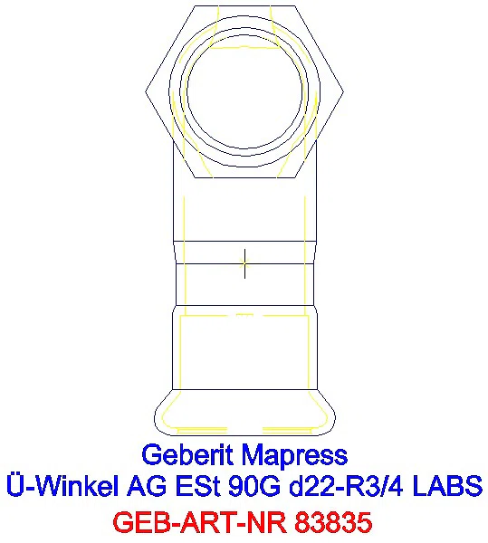 GE Mapress Edelstahl Übergangswinkel 90Gr mit AG (LABS-frei) 90G d22-R3/4_83835_L