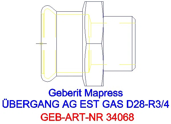 GE Mapress Edelstahl Übergang mit AG (Gas) d28-R3/4_34068_A