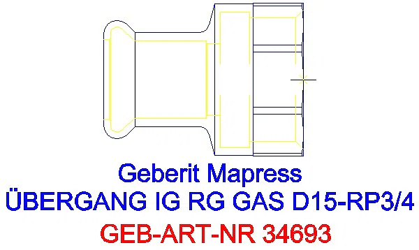 GE Mapress Kupfer Übergang mit IG (Gas) Rg d15-Rp3/4_34693_G