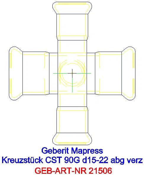 GE Mapress C-Stahl Kreuzstück 90Gr abgesetzt d15-22 verzinkt_21506_G