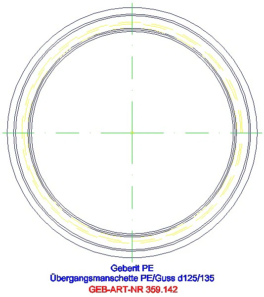 GE PE Übergangsmanschette auf Guss mit Stützring d125/135_359.142.00.1_G