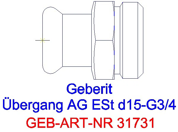 GE Mapress Edelstahl Übergang mit AG d15-G3/4_31731_G
