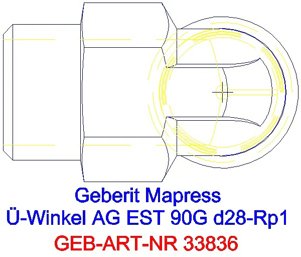GE Mapress Edelstahl Übergangswinkel 90Gr mit AG d28-R1_33836_G