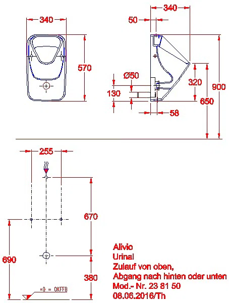 Alivio Urinal, Zulauf von oben Abgang nach hinten oder unten_kgv_Alivio_238150
