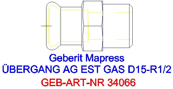 GE Mapress Edelstahl Übergang mit AG (Gas) d15-R1/2_34066_A
