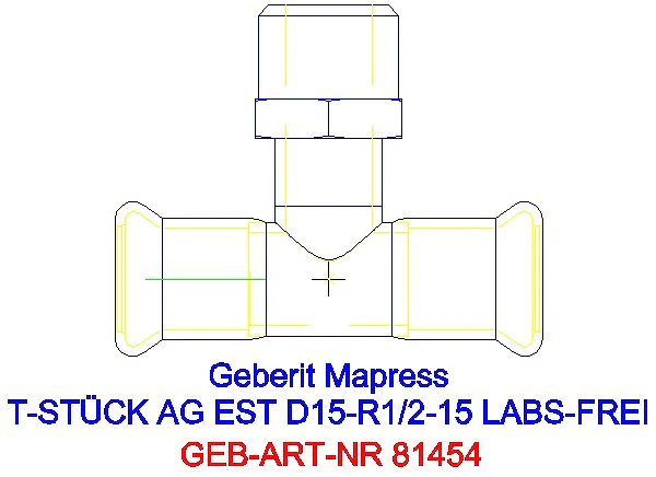GE Mapress Edelstahl T-Stück mit AG (LABS-frei) d15-R1/2-15_81454_A