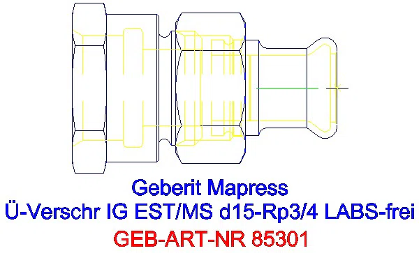 GE Mapress Edelstahl Übergangsverschr. mit IG (LABS-frei) d15-Rp3/4_85301_A