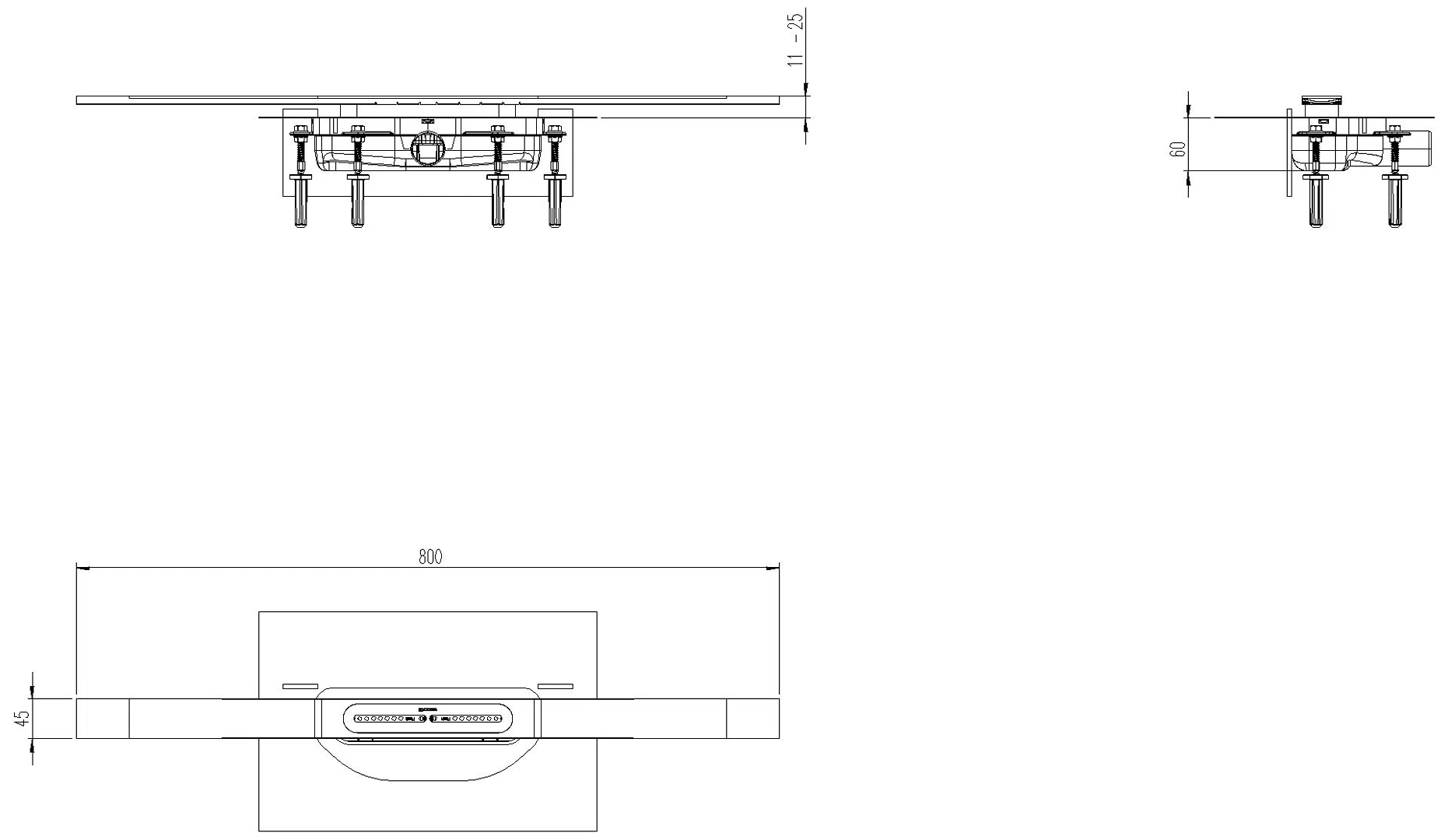 KESSEL-Duschrinne Linearis Infinity 60 L: 800 mm, DN 40, Edst. geb., Megastop