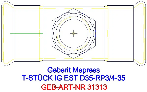 GE Mapress Edelstahl T-Stück mit IG d35-Rp3/4-35_31313_G