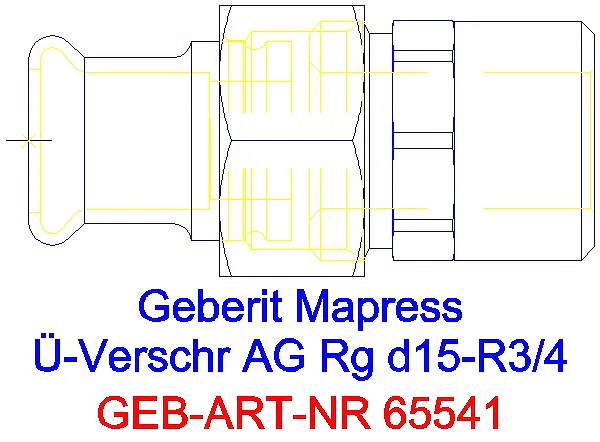 GE Mapress Kupfer Übergangsverschraubung mit AG Rg d15-R3/4_65541_G