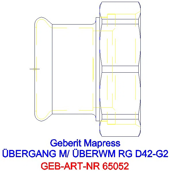 GE Mapress Kupfer Übergang mit Überwurfmutter Rg d42-G2_65052_A