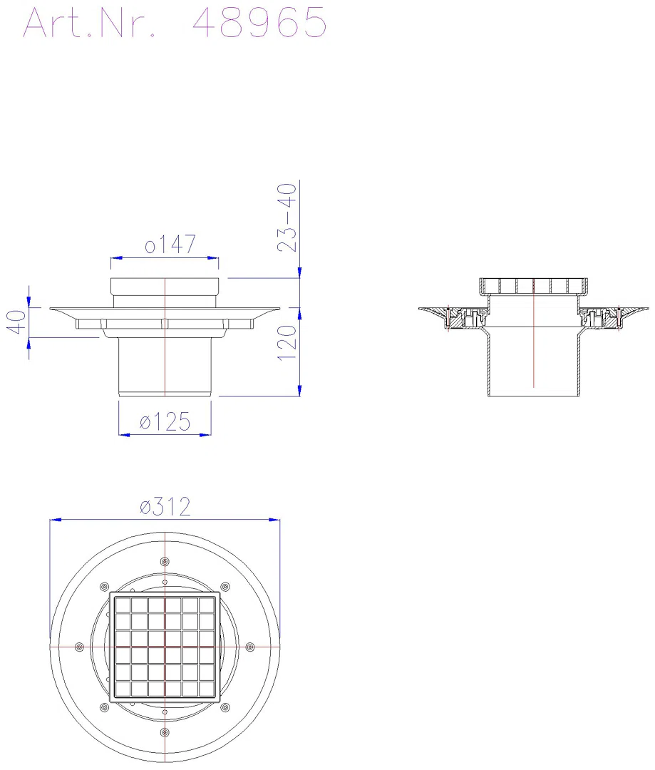 KESSEL-Aufsatzstück Variofix Gitterrost, V2A, L 15