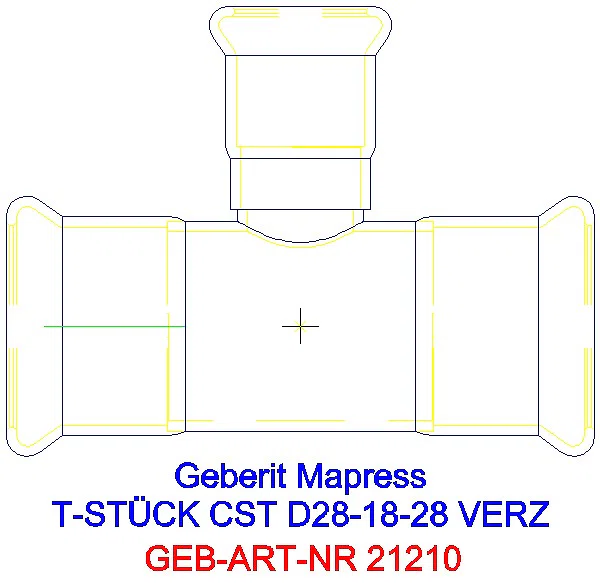 GE Mapress C-Stahl T-Stück reduziert d28-18-28 verzinkt_21210_A