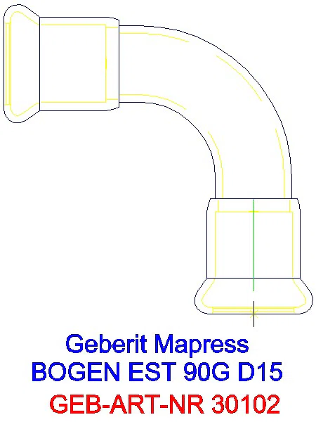 GE Mapress Edelstahl Bogen 90Gr d15_30102_A