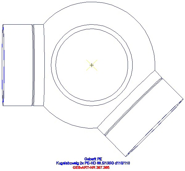 GE PE Kugelabzweig 88,5Gr zweifach Anschlüsse 135Gr versetzt d110/110_367.385.16.1_G
