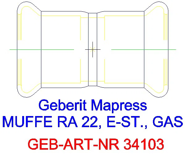 GE Mapress Edelstahl Muffe d22 (Gas)_34103_A
