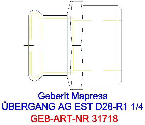 GE Mapress Edelstahl Übergang mit AG d28-R1 1/4_31718_A
