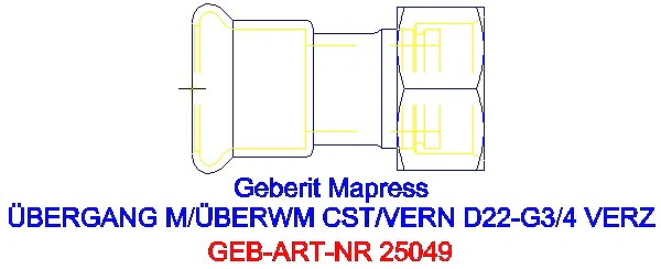 GE Mapress C-Stahl Anschluss mit Überwurfmutter d22_25049_G